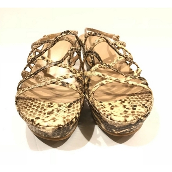 Stuart Weitzman Snake Print Strappy Slingback Wedg - Picture 5 of 16